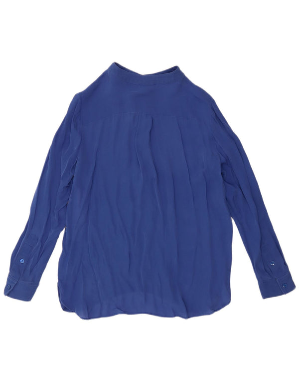 Luisa Spagnoli Womens Long Sleeve Blouse Top UK 14 Medium Blue Silk