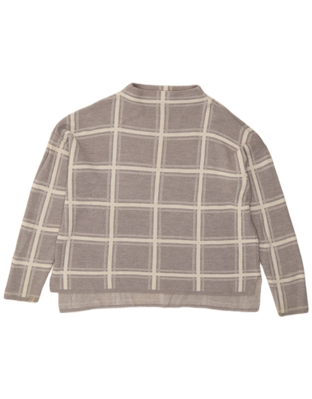 Marks & Spencer Dame sweater med rund hals DK 16 Stor grå ternet