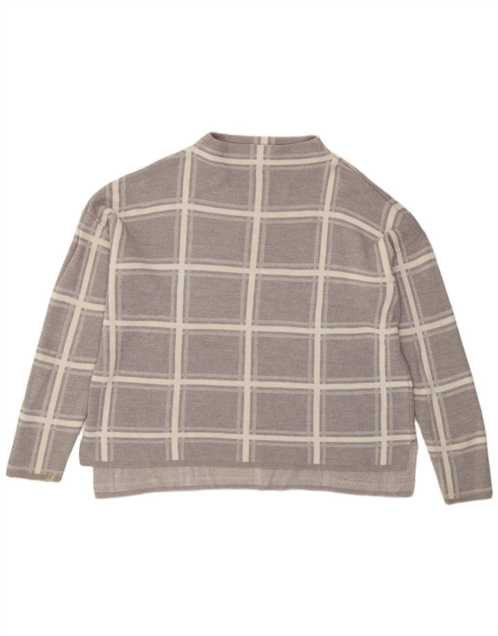 Marks & Spencer Dame sweater med rund hals DK 16 Stor grå ternet