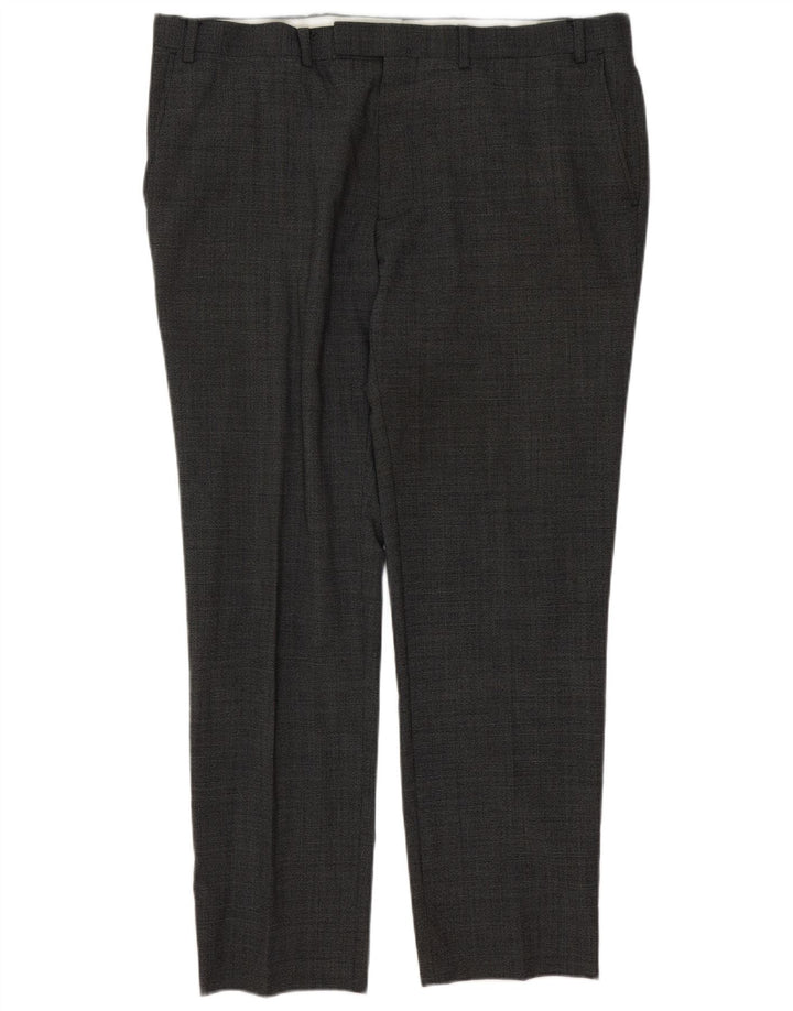 Marks & Spencer Mens Tapered Suit Trousers W40 L31 Grey Wool Classic