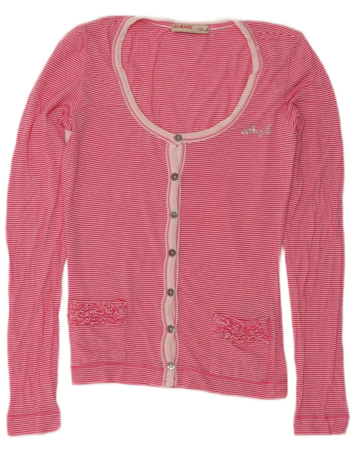 Liu Jo Womens Blouse Top UK 8 Small Pink Striped Modal