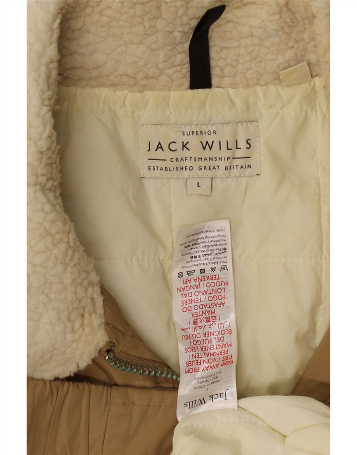 Jack Wills Herre Bomber Jacket UK 40 Large Beige Polyester