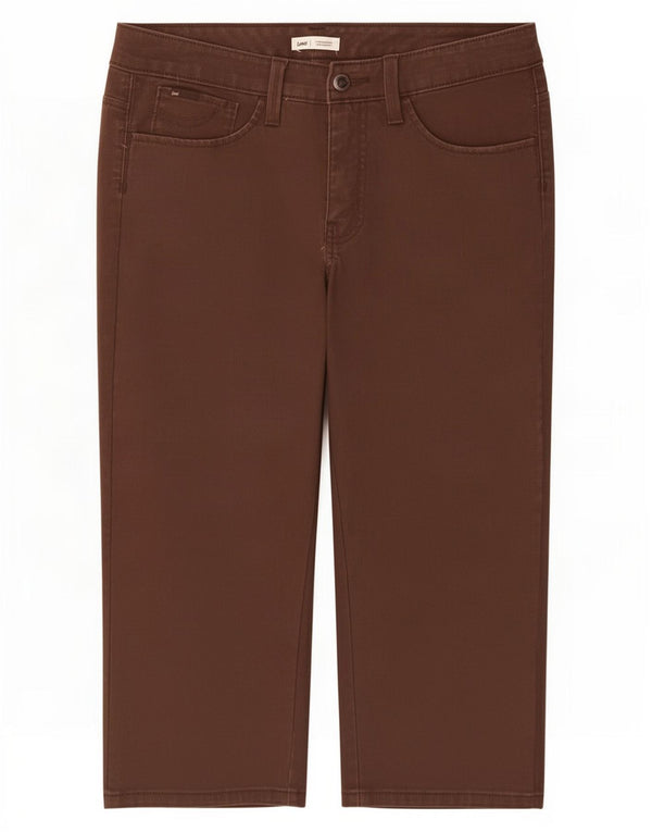 Pantaloni Capri da donna a vita bassa Lee US 10 Large W30 L20 Cotone marrone