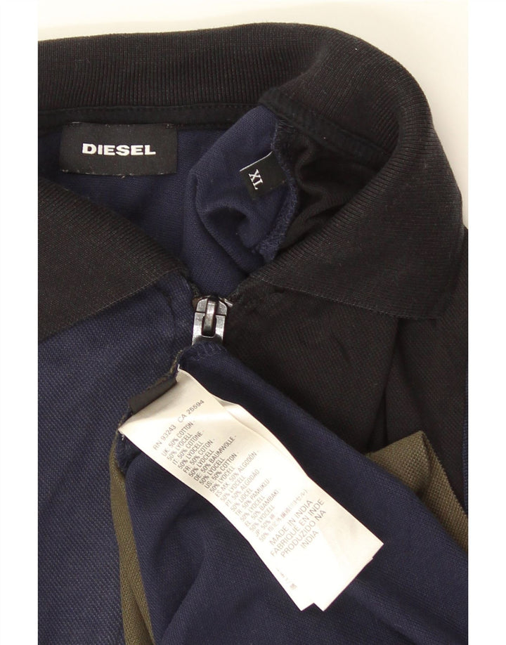 Diesel Mens Polo Shirt XL Multicoloured Colourblock Cotton