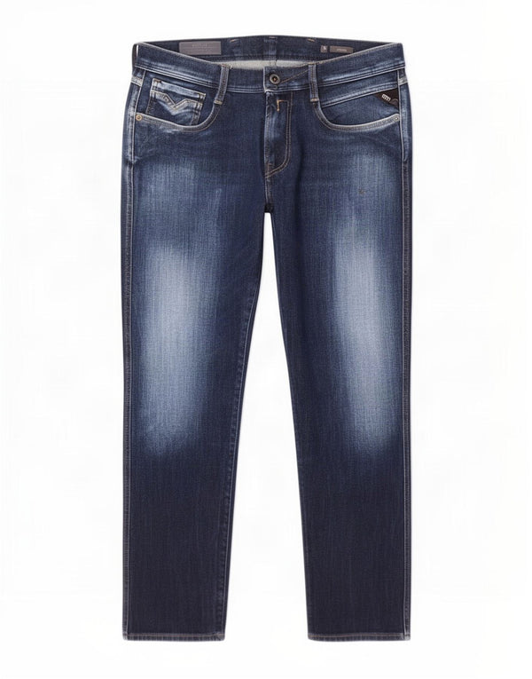 Replay Damen Anbass Slim Jeans W32 L27 Marineblau Baumwolle