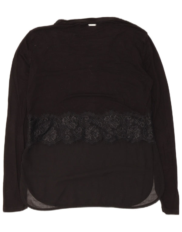 Top Guess da donna a maniche lunghe UK 6 XS in viscosa floreale nera