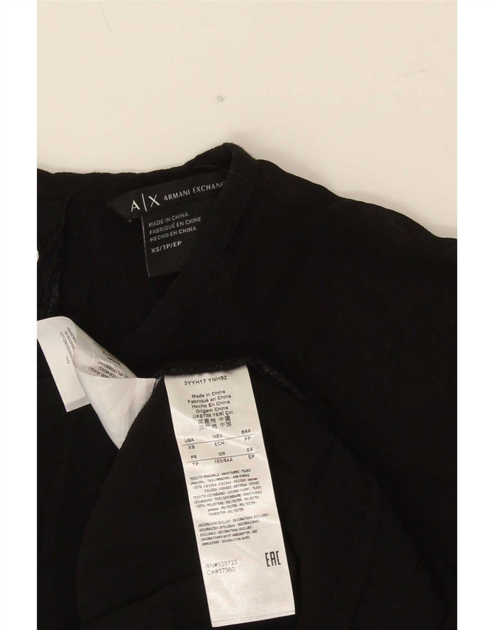 Armani Exchange Damen Bluse Top UK 6 XS Schwarz Viskose