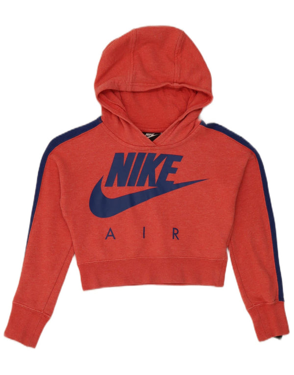 Nike Crop Graphic Hoodie-Pullover für Mädchen, 8–9 Jahre, Größe S, rote Baumwolle