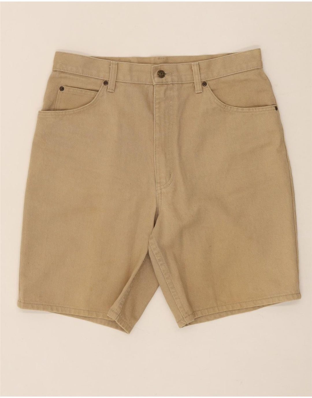 VINTAGE Mens Denim Shorts W34 Large Beige Cotton Vintage Vintage and Second-Hand Vintage from Messina Hembry 