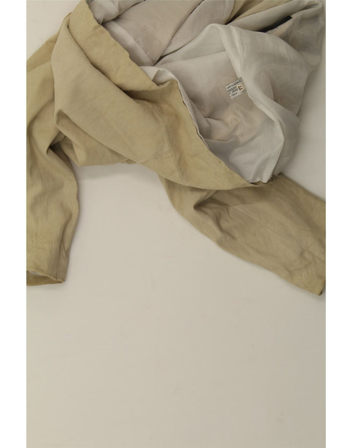 VINTAGE Womens Suede 3 Button Blazer Jacket IT 44 Medium Beige Leather Vintage Vintage and Second-Hand Vintage from Messina Hembry 