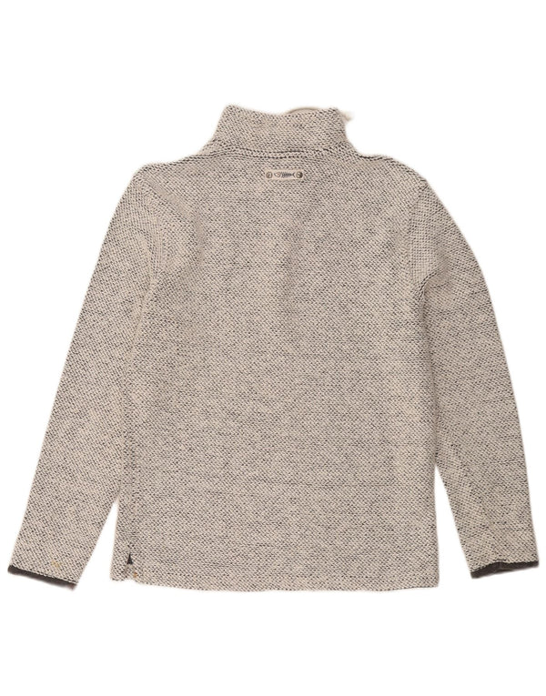 Weird Fish Mens Zip Neck Sweatshirt Jumper Small Grey Flecked Cotton