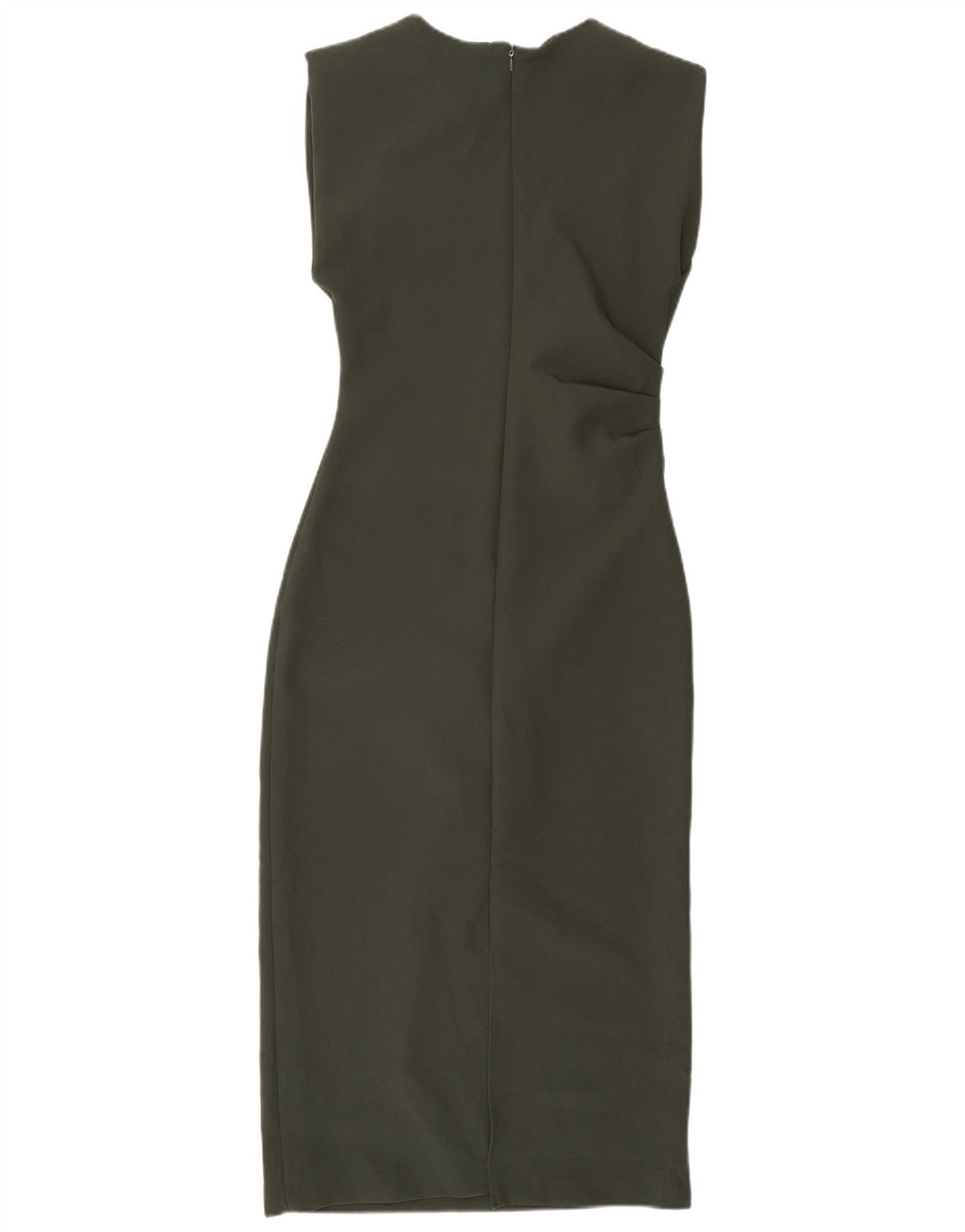 Zara Damen Ärmelloses Etuikleid UK 12 Mittel Khaki Polyester