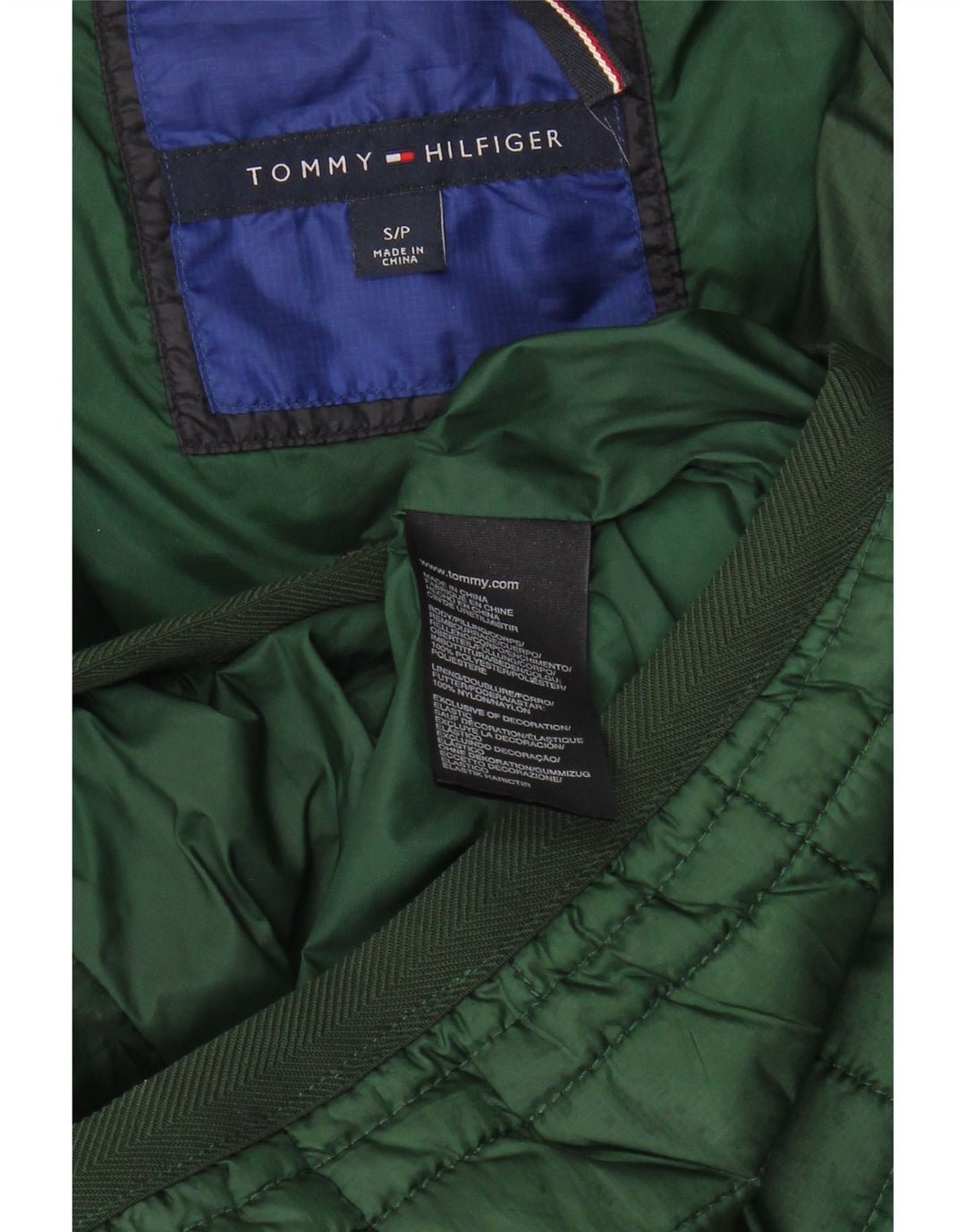 TOMMY HILFIGER Mens Padded Jacket UK 36 Small Green Nylon