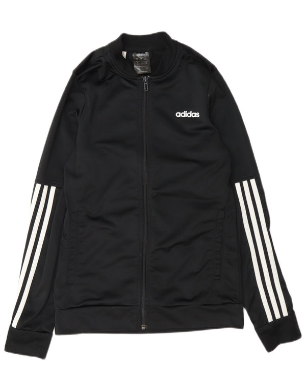 Adidas Boys Tracksuit Top Jacket 13-14 Years Black Polyester