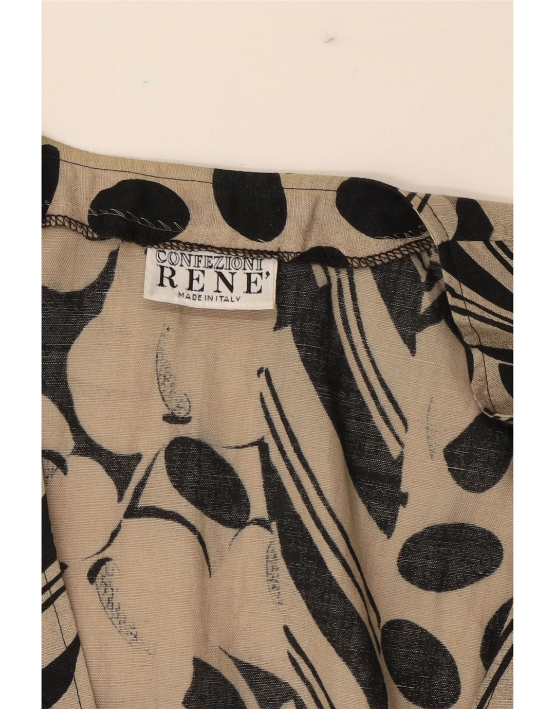 RENE Womens Short Sleeve Shirt Blouse IT 46 Large Grey Spotted Linen Vintage Rene and Second-Hand Rene from Messina Hembry 