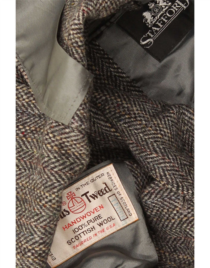 Jachetă pentru bărbați Harris Tweed, cu 2 nasturi, UK 40, lână mare, gri cu oase