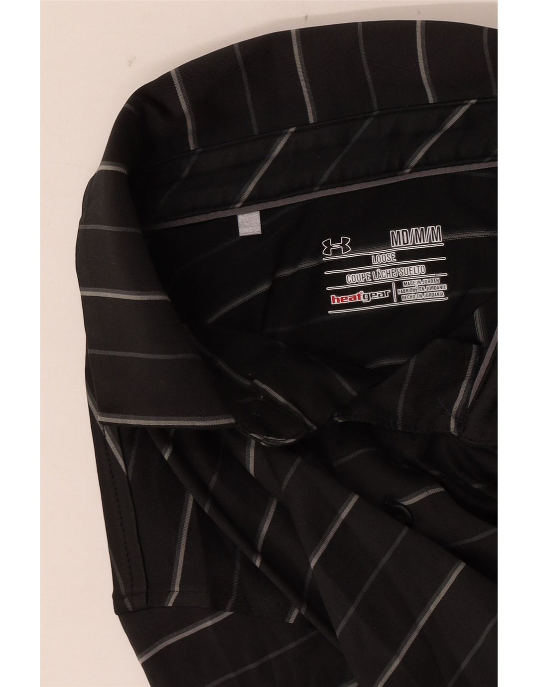Under Armour Mens Heat Gear Polo Shirt Medium Black Striped