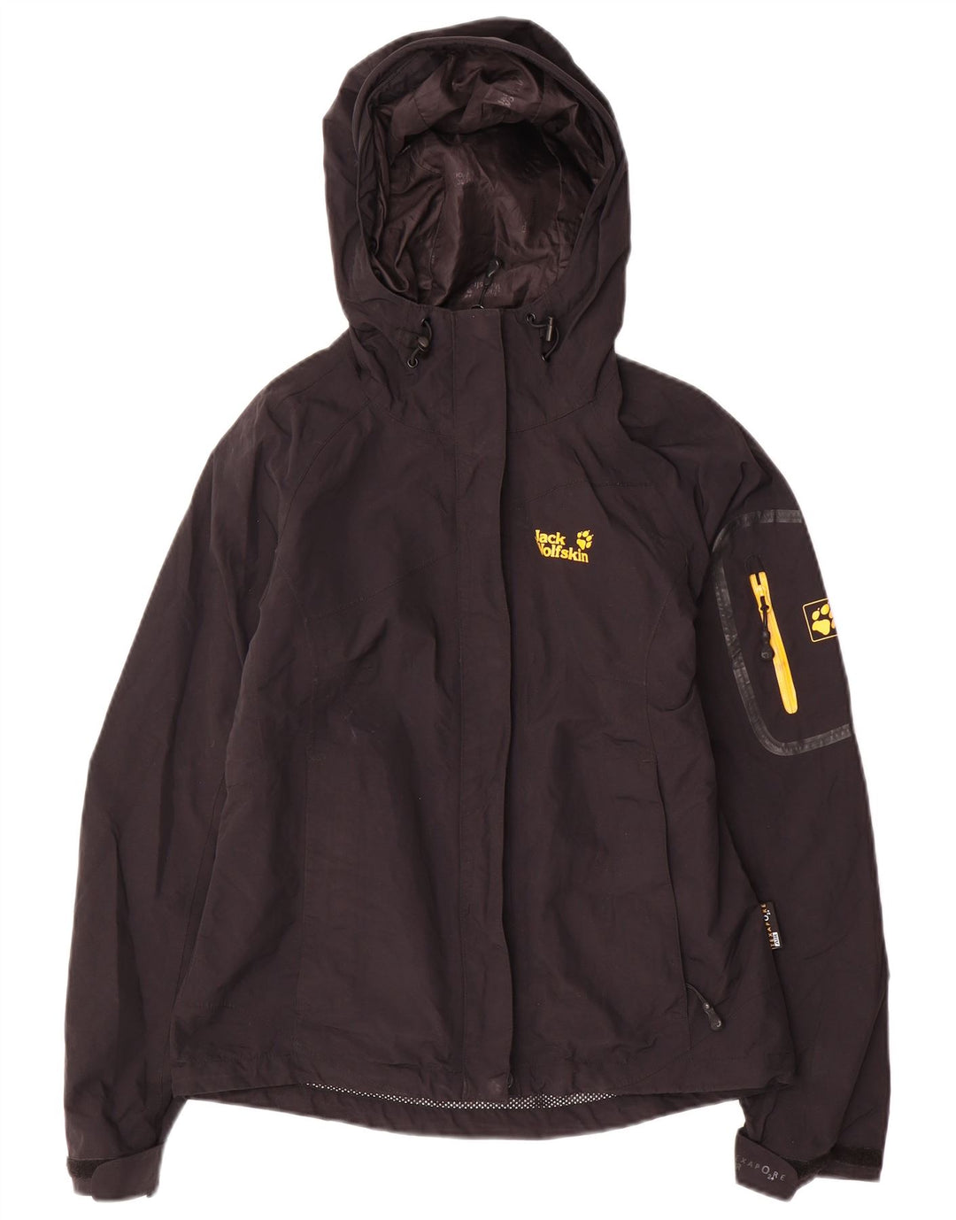 Jack Wolfskin Womens Hooded Rain Jacket UK 8 Small Black Polyamide