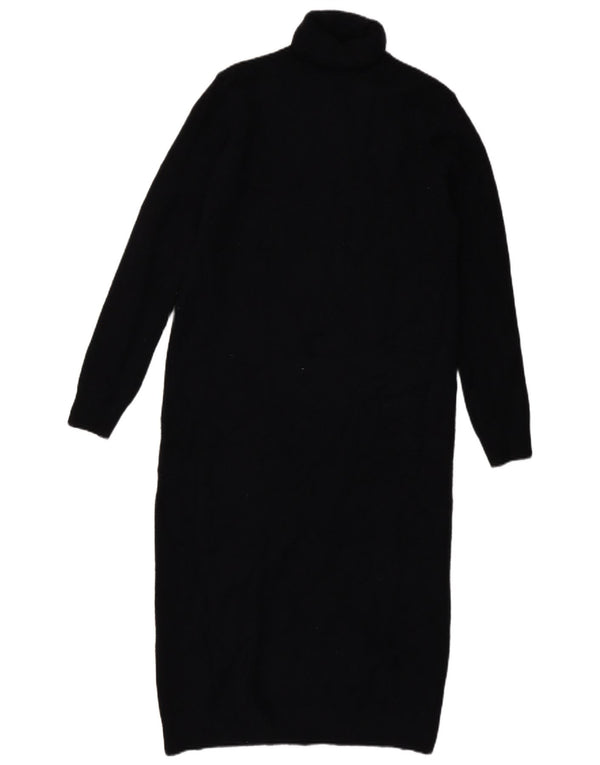 Zara Womens Roll Neck Long Sleeve Jumper Dress UK 14 Medium Black Acrylic
