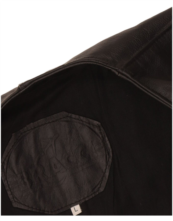 Chaleco de cuero para hombre grande negro