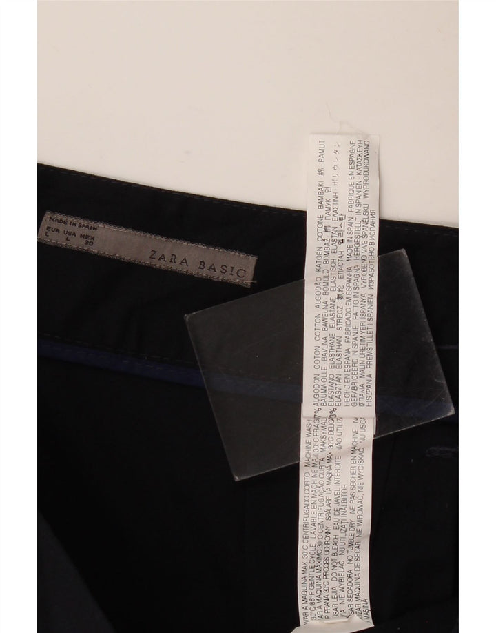 Zara Womens A-Line Skirt Large W32  Navy Blue Cotton