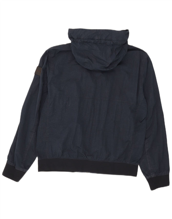 Hugo Boss Mens Hooded Bomber Jacket EU 48 Medium Navy Blue Polyamide
