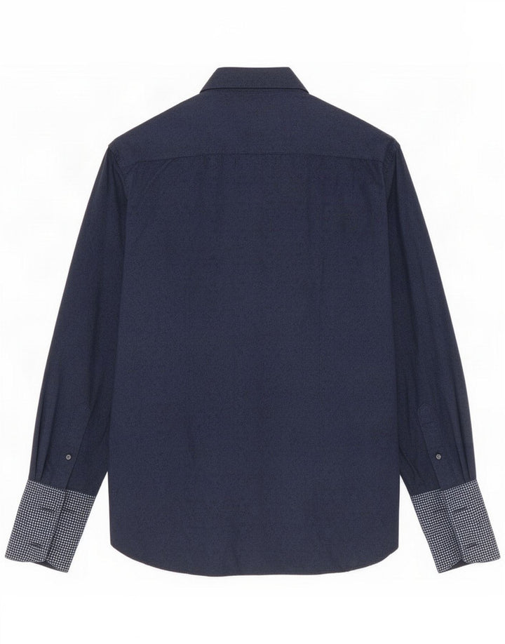 Ted Baker Formel Herreskjorte Størrelse 15,5 Medium Navy Blue Geometric