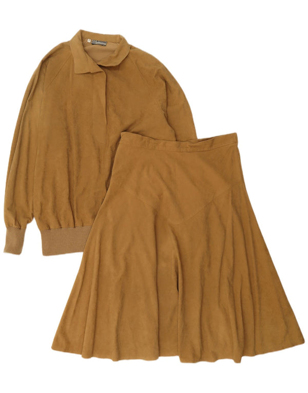 Vintage Womens 2 Piece Skirt Set IT 44 Medium W28 Brown Triacetate