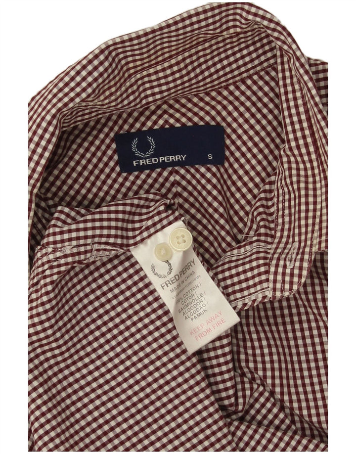 Camicia da uomo Fred Perry piccola in cotone a quadretti bordeaux