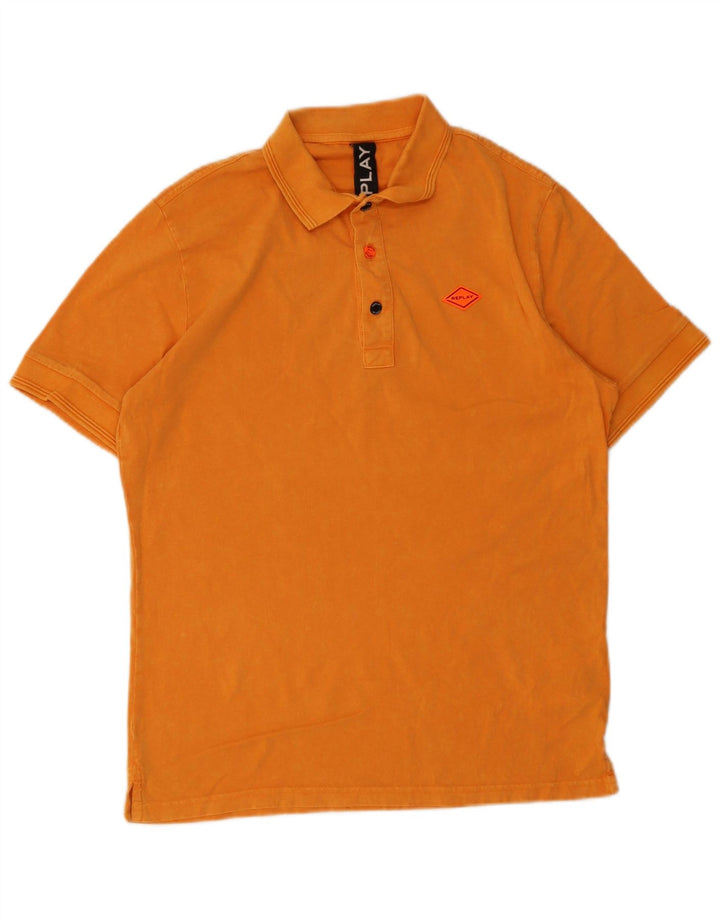 Replay Mens Polo Shirt Small Orange Cotton