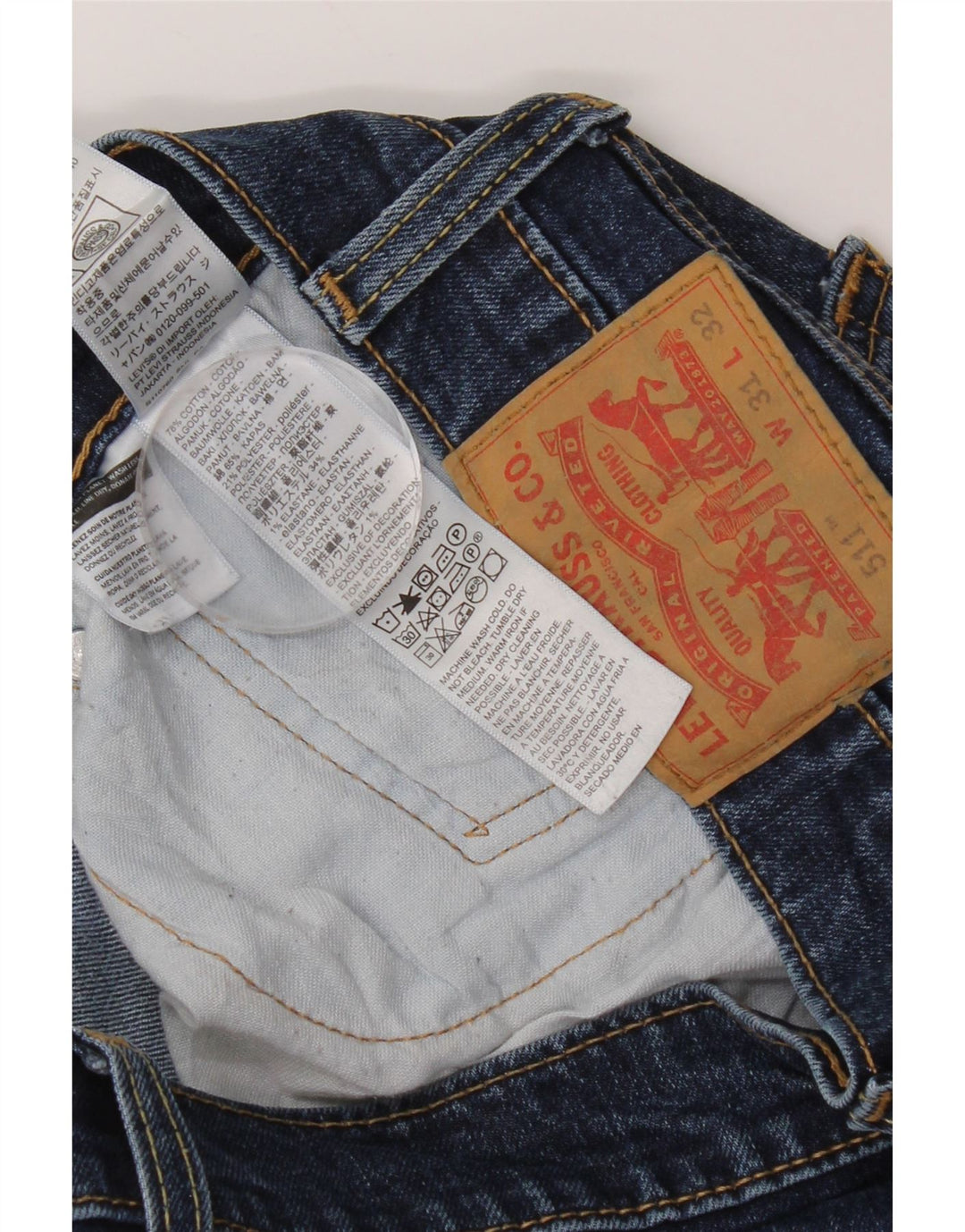 Levi's Uomo 511 Slim Jeans W31 L32 Cotone Blu