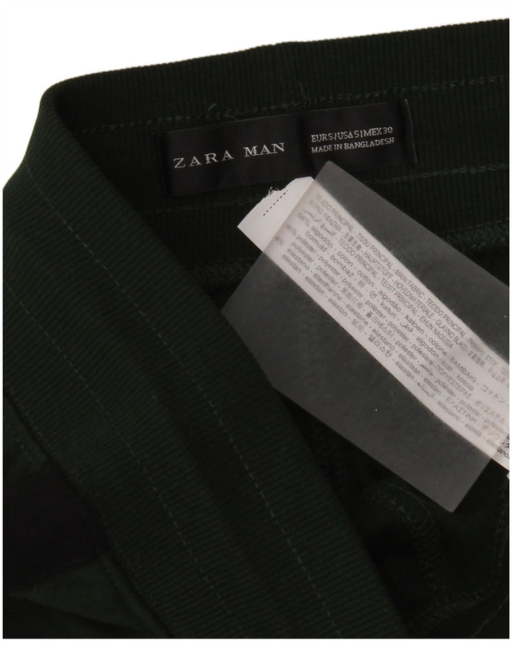 Zara Mens Tracksuit Trousers Small  Green Colourblock Cotton
