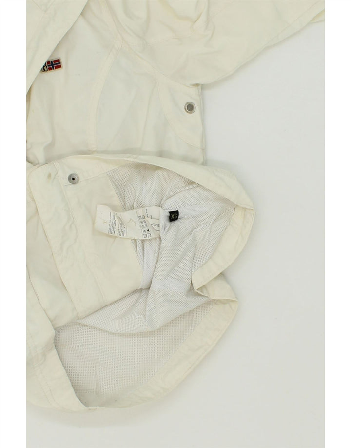 NAPAPIJRI Womens Oversized Rain Jacket UK 6 XS White Polyester Vintage Napapijri and Second-Hand Napapijri from Messina Hembry 