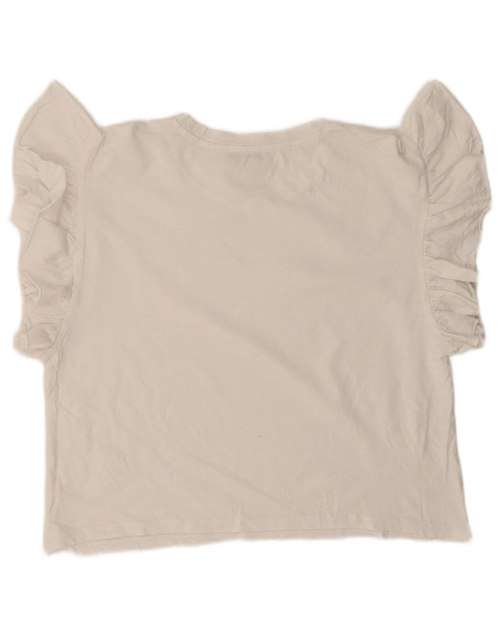Zara T-shirt court surdimensionné pour femme UK 10 Petit Blanc