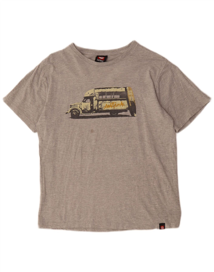 Saltrock Mens Graphic T-Shirt Top Small Grey Flecked Cotton