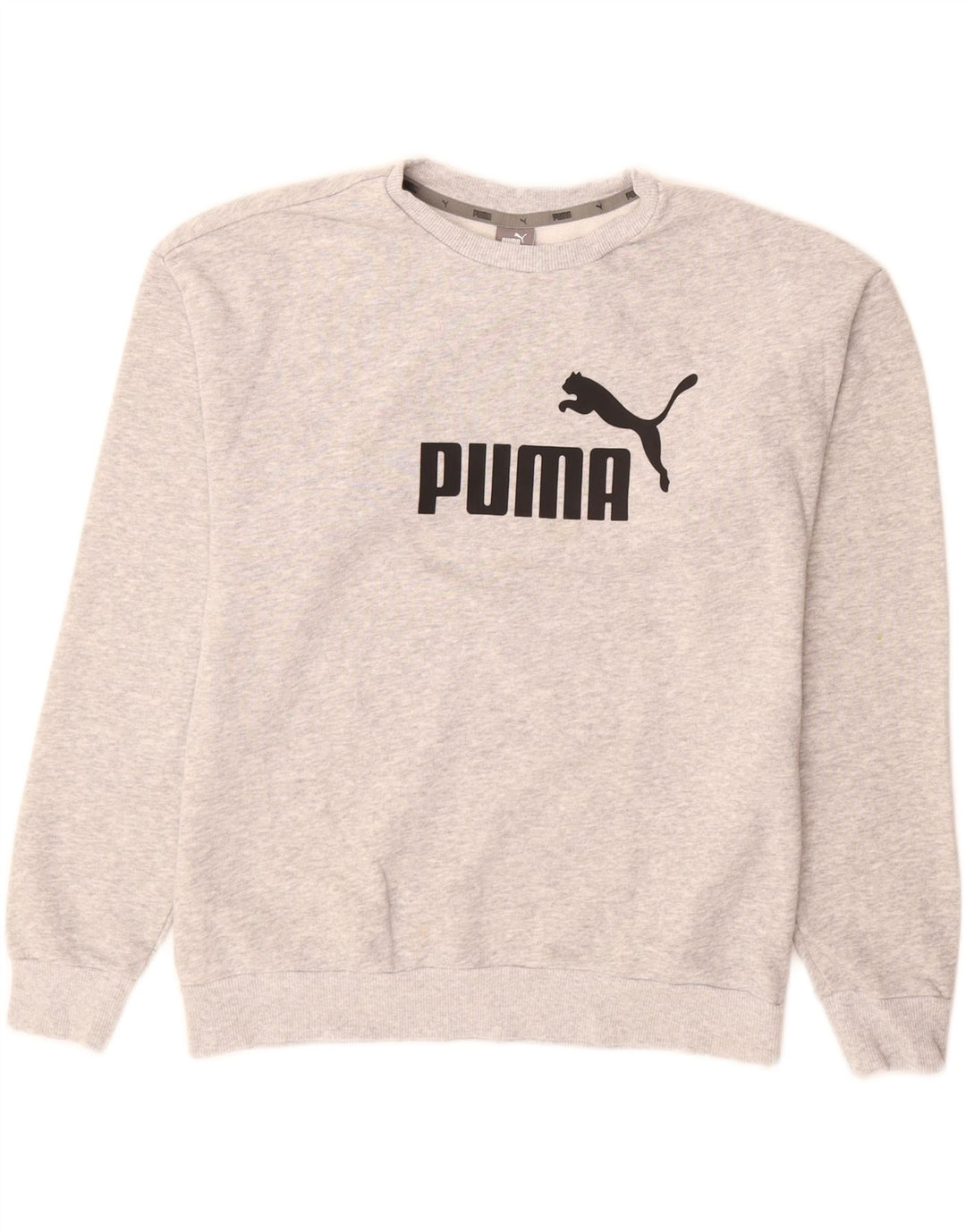 Puma Graphic Sweatshirt Jumper UK 12 Medium Grey Flecked Bomuld