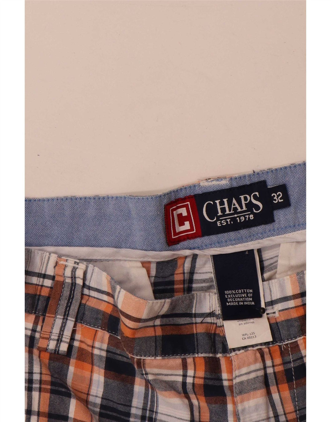Pantaloncini chino da uomo Chaps W32 medio blu navy a quadri