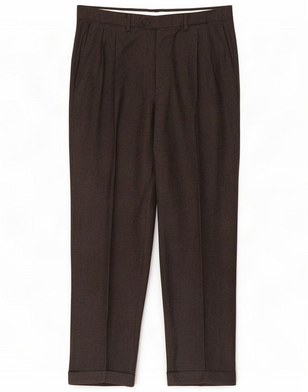 Pal Zileri Mens Pegged Suit Trousers IT 50 Large W34 L32 Brown Pinstripe