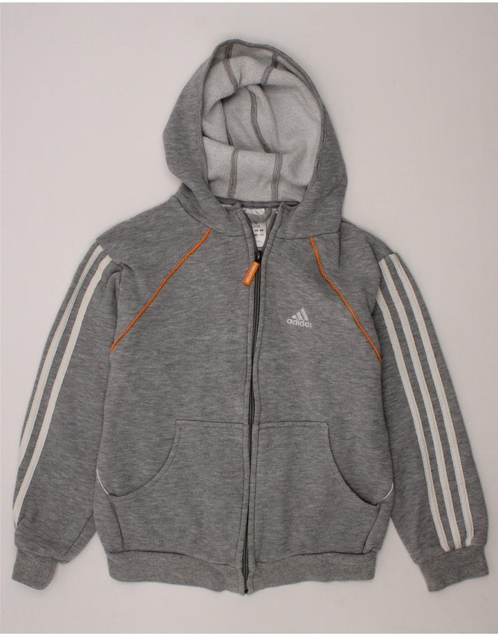 ADIDAS Girls Zip Hoodie Sweater 9-10 Years Grey Cotton Vintage Adidas and Second-Hand Adidas from Messina Hembry 
