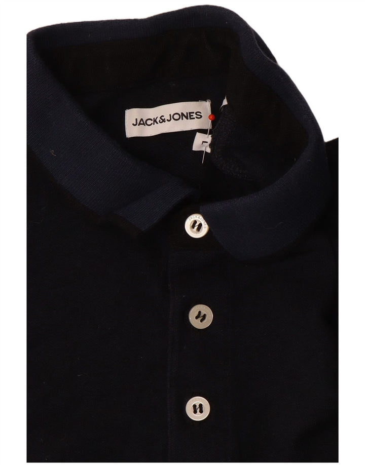 Jack & Jones Mens Polo Shirt Large Navy Blue Colourblock