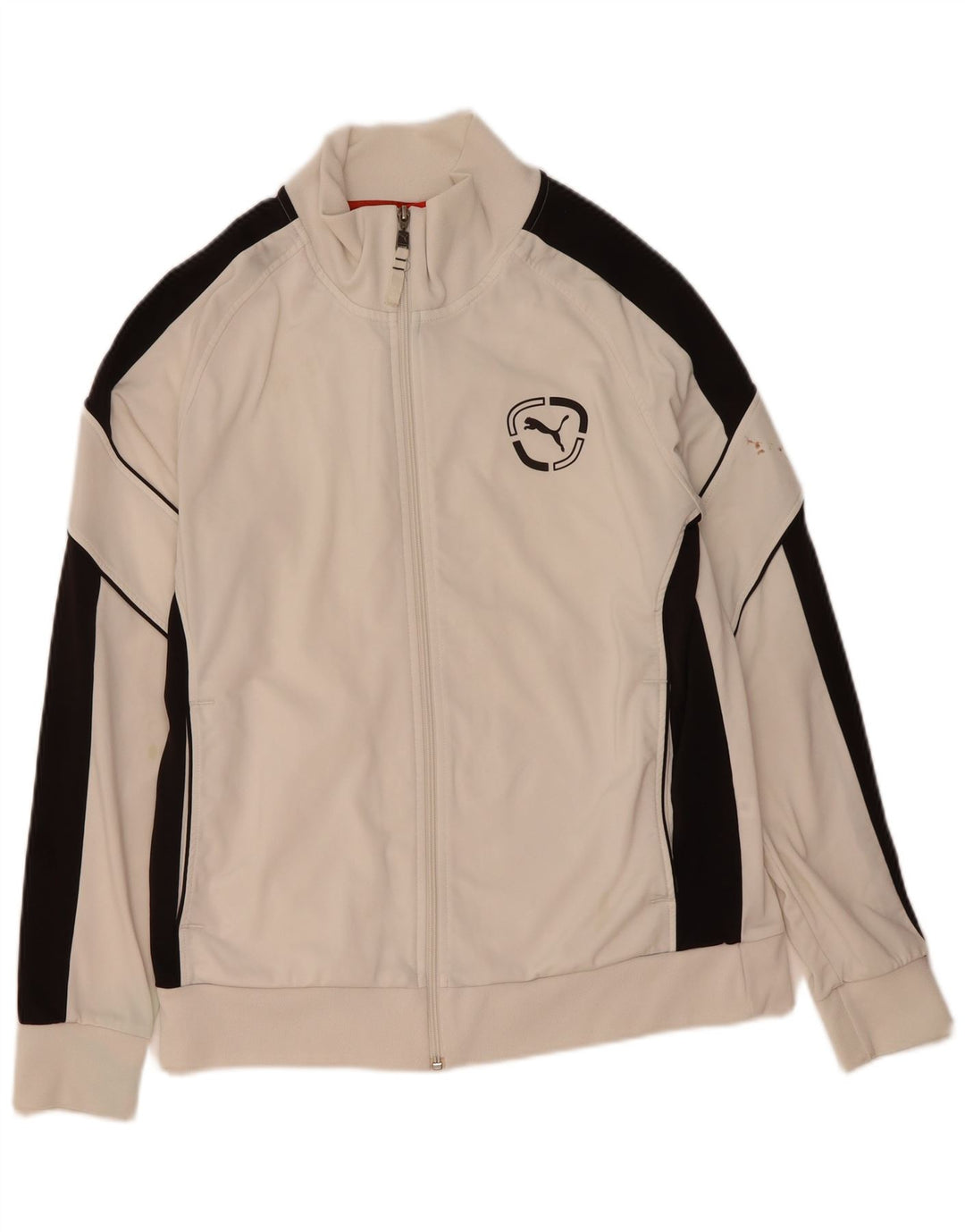 PUMA Mens Graphic Tracksuit Top Jacket Medium White Colourblock Polyester