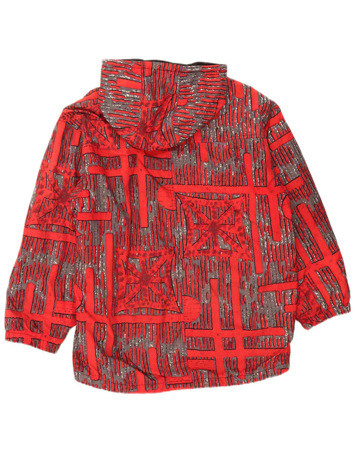 Vintage Boys Hooded Windbreaker Jacket 15-16 Years Red Geometric Polyamide