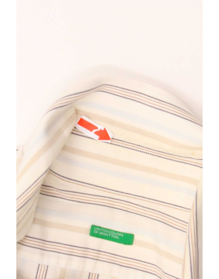 Chemise Benetton pour homme en coton blanc moyen à fines rayures