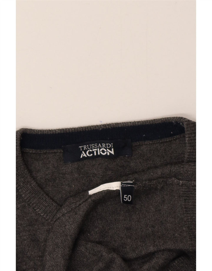 Trussardi Mens Crew Neck Jumper Sweater IT 50 Medium Grey