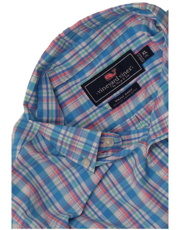 Vineyard Vines drengeskjorte 15-16 år XL blå ternet nylon