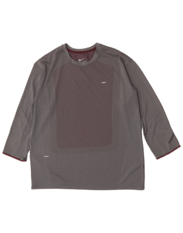 Nike Herren-Top mit 3/4-Ärmeln, 2XL, Grau, Farbblock