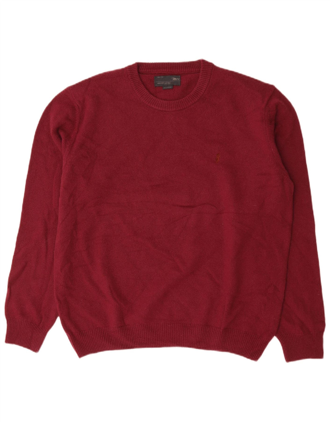 Marlboro Classics Mens Crew Neck Jumper Sweater 2XL Burgundy Wool