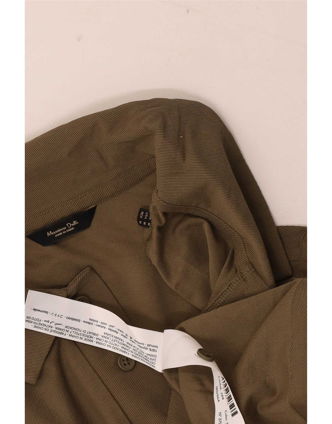 Massimo Dutti Mens Polo Shirt Medium Khaki Cotton
