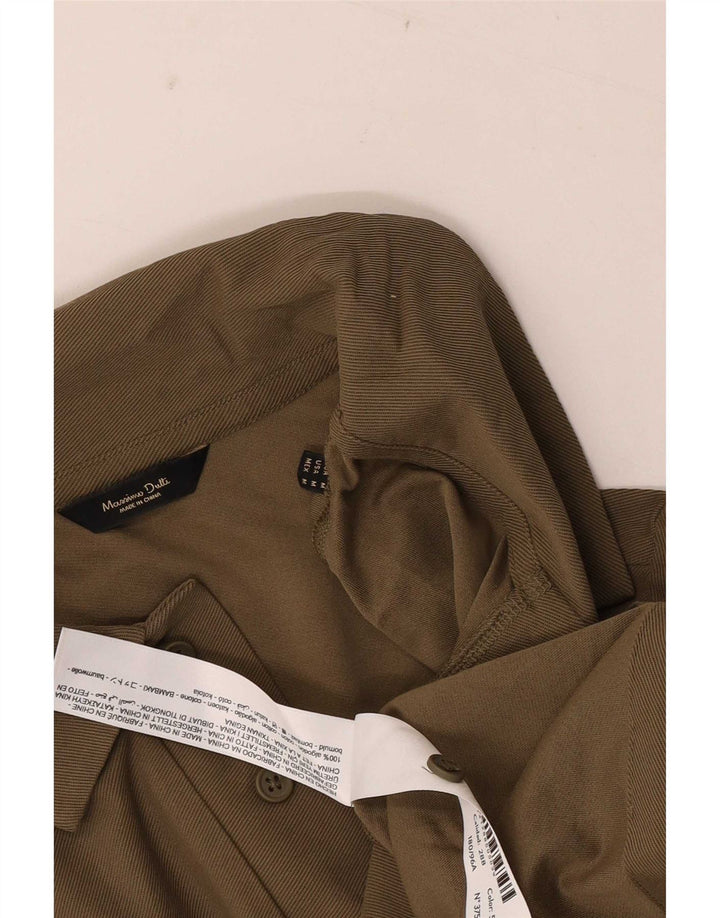 Massimo Dutti Mens Polo Shirt Medium Khaki Cotton