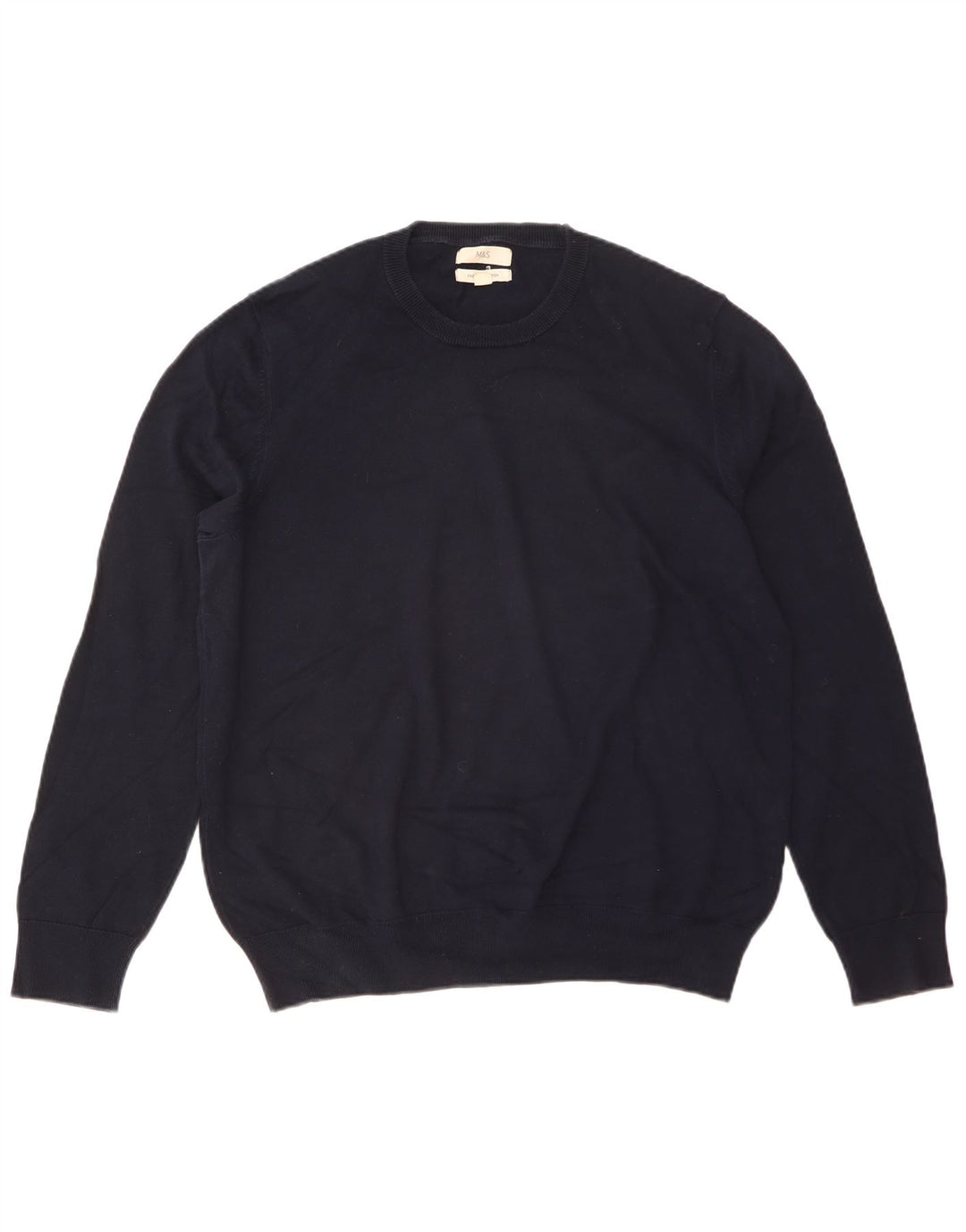 Marks & Spencer Mens Crew Neck Jumper Sweater XL Navy Blue Cotton